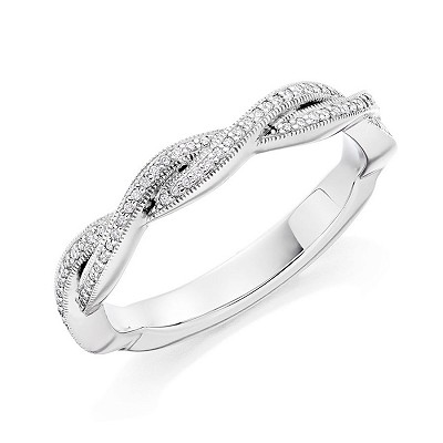 Round Brilliant Diamond Twisted Half Eternity Ring