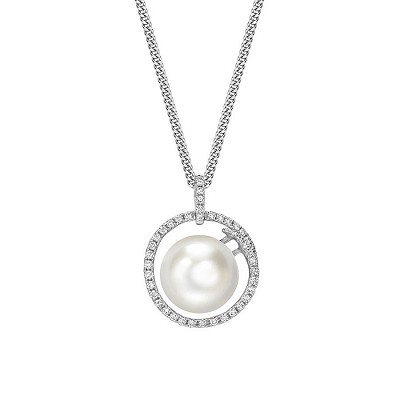 White Gold Pearl & Diamond Necklace