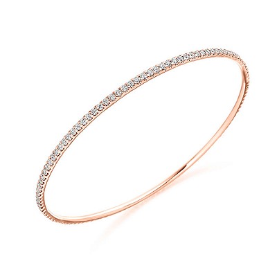 Rose Gold Round Brilliant Cut Diamond Bangle 2.25ct