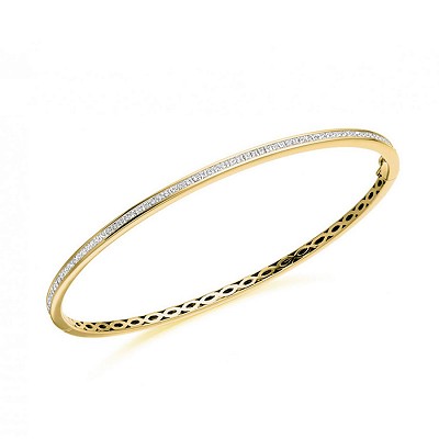 Yellow Gold Princess Cut Diamond Bangle