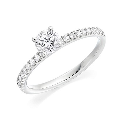 Round Brilliant Diamond Solitaire with Diamond Shoulders