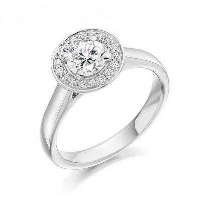 Round Brilliant Diamond Solitaire with Diamond Halo