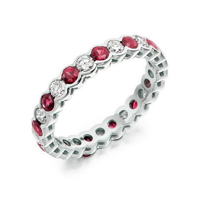 Round Brilliant Ruby & Diamond Full Eternity Ring