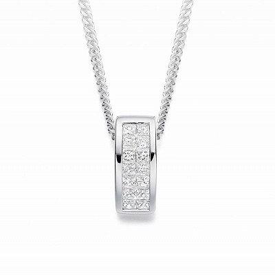 White Gold Princess Cut Diamond Pendant