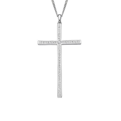 White Gold Princess Cut Diamond Cross