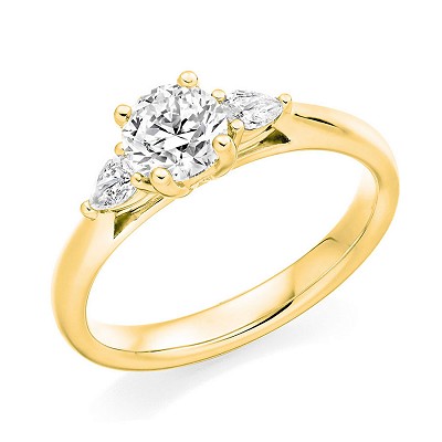 Round Brilliant Diamond Solitaire with Diamond Pear Shoulders